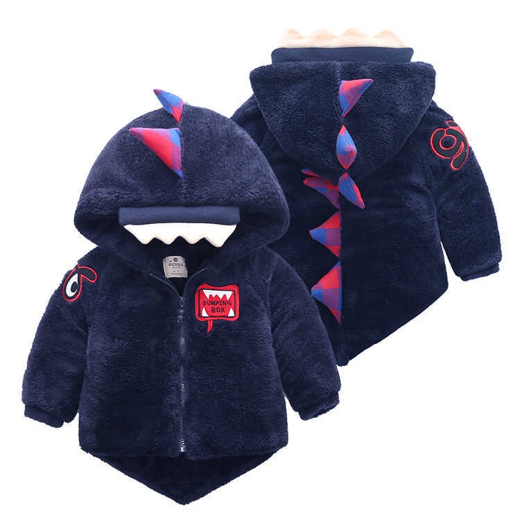 Kinderen Dinosaurus Baby Kids Winter Kleding Katoenen Baby Jongens Jas Plus Dubbele Fluwelen Jas Jas Kids Warm Bovenkleding Kleding: 3T