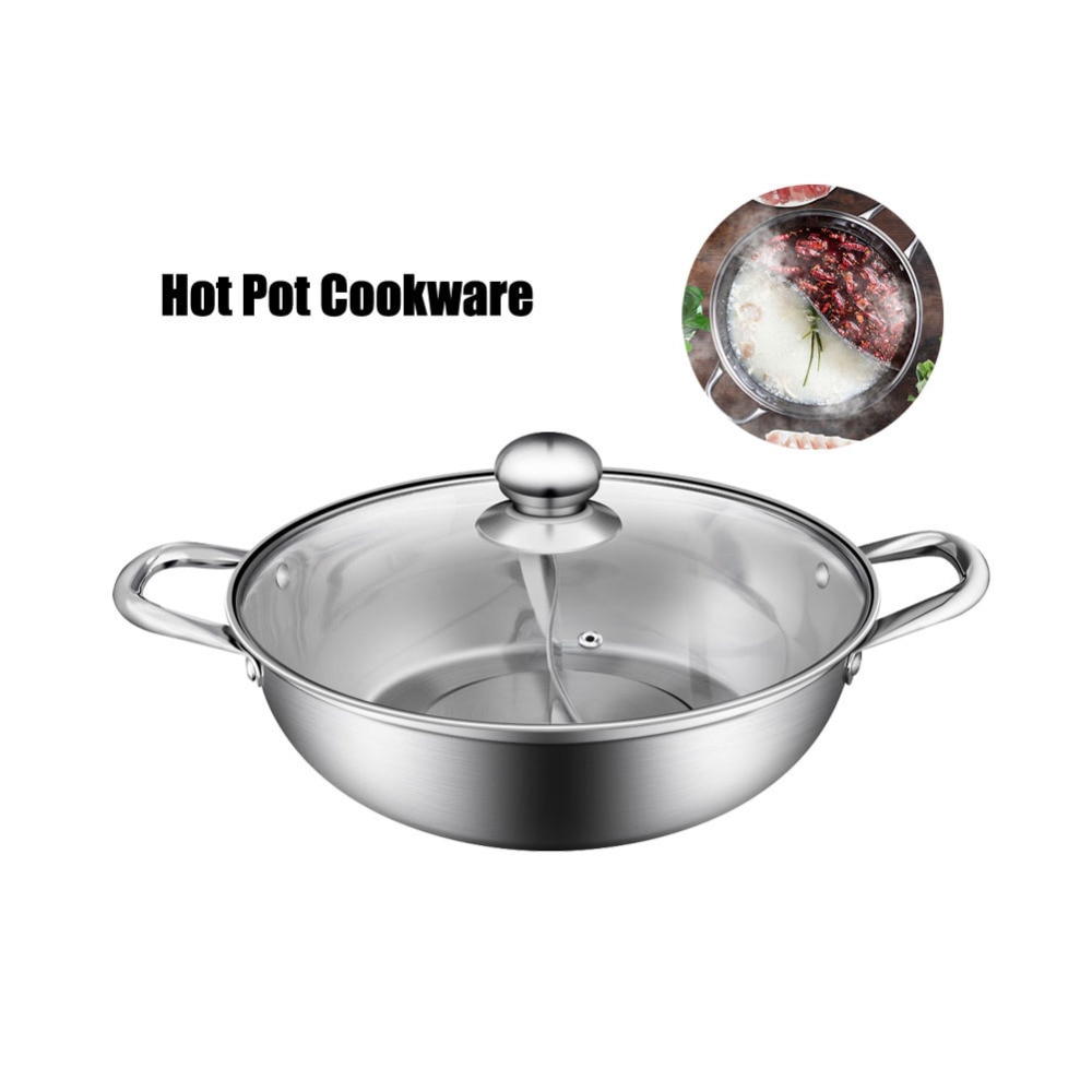 Bestonzon 1pc dubbelzijdige yin yang duurzame multifunctionele kookpotten met glazen deksel kookgerei voor keukenrestaurant