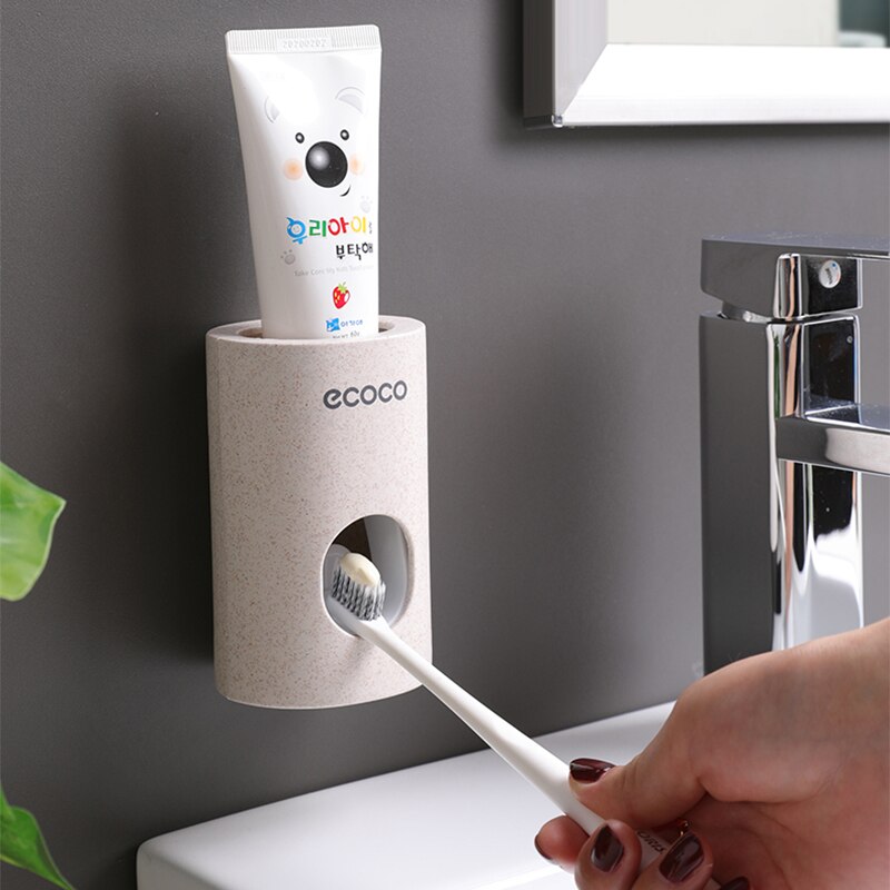 Automatic Toothpaste Dispenser Dust-proof Toothbrush Holder Bathroom Accessories Set Wall Mount Toothpaste Squeezer Storage Rack