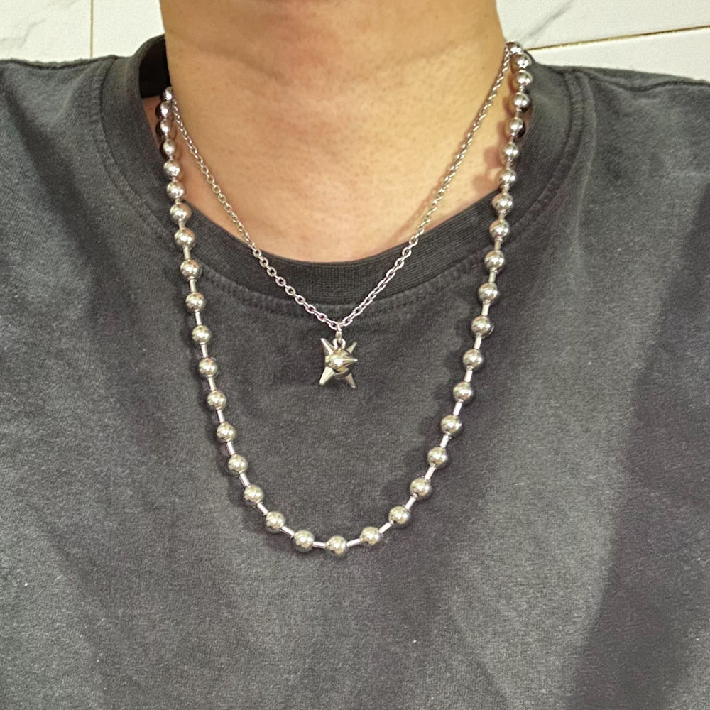 Grunge Y2K declaración de gran tamaño 10mm cadena de bolas gargantilla collar plateado hecho a mano gótico Unisex hombres mujeres joyería gruesa: Oro oscuro