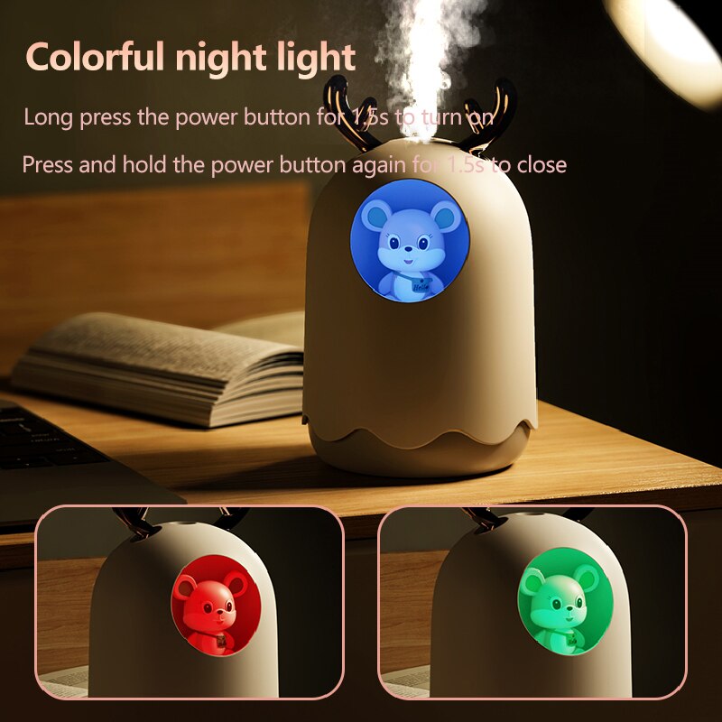 Lovely Cat Air Humidifier USB Aromatherapy Mist Maker Fogger with LED Lamp Mini Portable Ultrasonic Aroma Diffuser Air Purifier