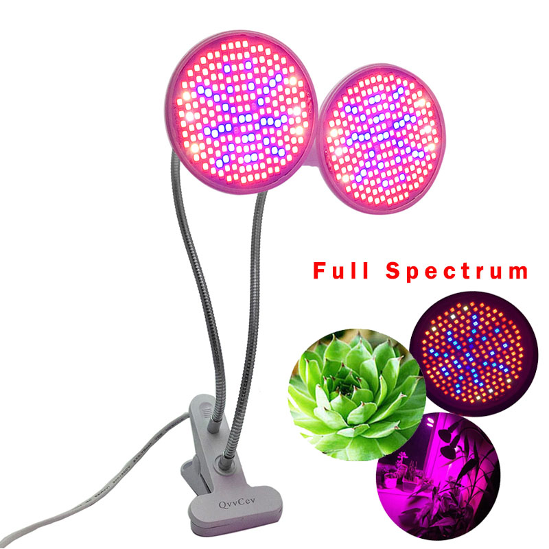 Full spectrum Dual Head 200 LED Plant Flower Grow Light Lamp red blue UV IR Lights clip for Veg Indoor E27 Green house