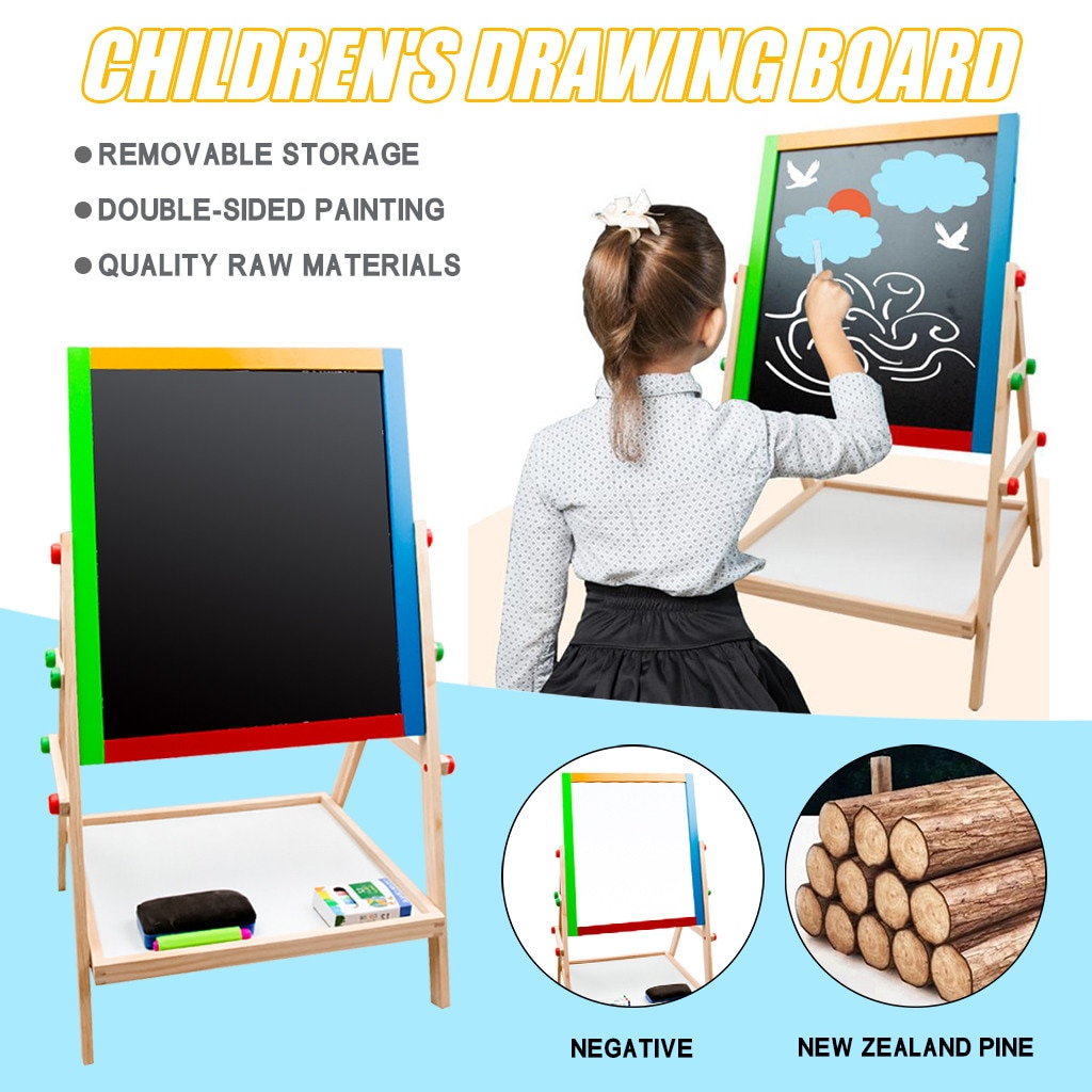 Kinderen Multifuncation Houten Dubbelzijdig Magnetische Schoolbord Hefbare Tekentafel Kleur Educatief Speelgoed Tekening # G4