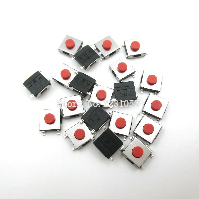 100 Stks/partij 6*6*3.1 Mm Smd Schakelaar 4 Pin Touch Micro Switch Push Button Switches Rode Smd tact Switch