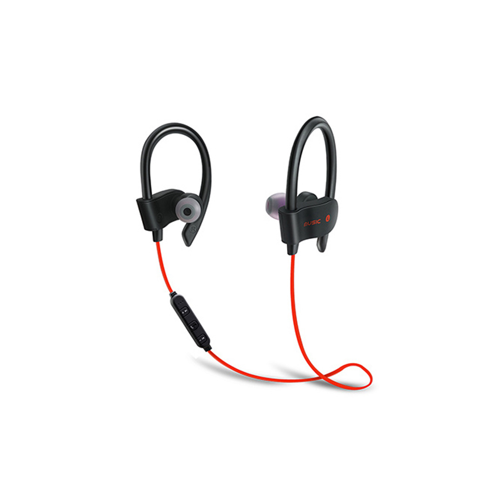 Auriculares inalámbricos antipérdida con cable, tapones para los oídos para música y llamadas, intrauditivos, deportivos, Bluetooth: Rojo