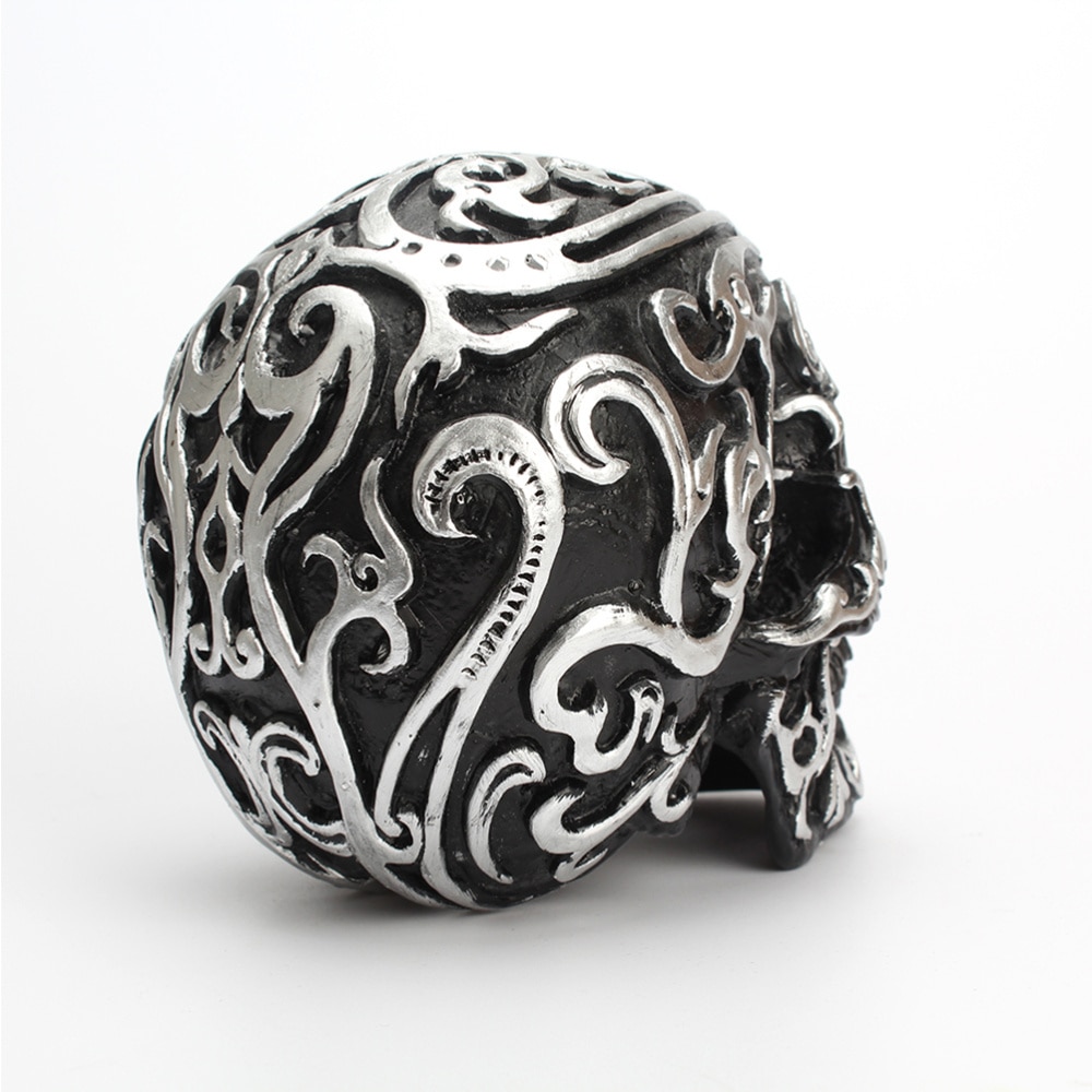 1PC Carved Skull Decorations Auspicious Clouds Skull Decor Resin Skull Head Crafts Household Halloween Adornment For Party Home