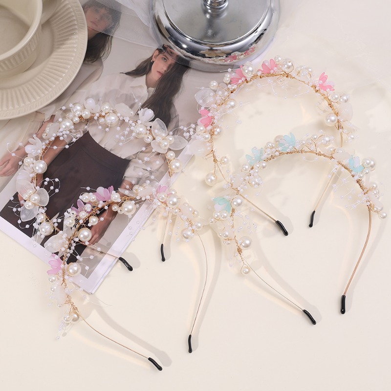 White Flowers Headband Bridal Wedding Hair Accessories Girls Dress Garland Princess Crown Hairband Hair Jewelry