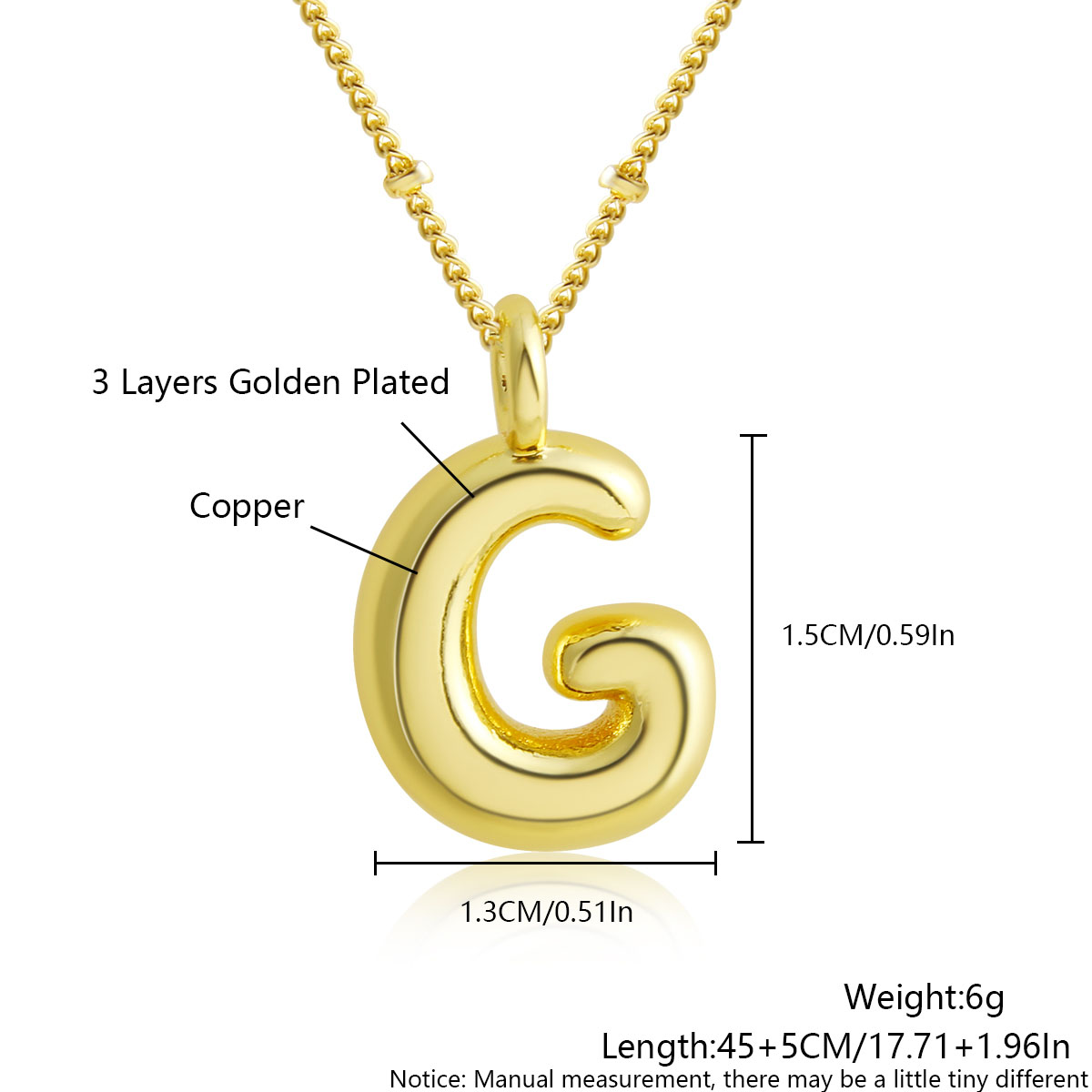 MHS.sole Nuovo carino ottavino palloncino a bolle collana iniziale colore oro mini paffuto 26 lettere dell'alfabeto collana con ciondolo gioielli regali: Blu di zinco