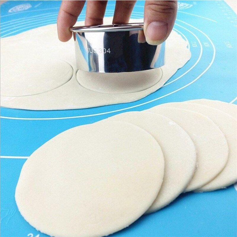 Juego de moldes para hacer Dumplings redondos de acero inoxidable, herramientas de corte de masa, envoltura de pastelería, 3 tamaños