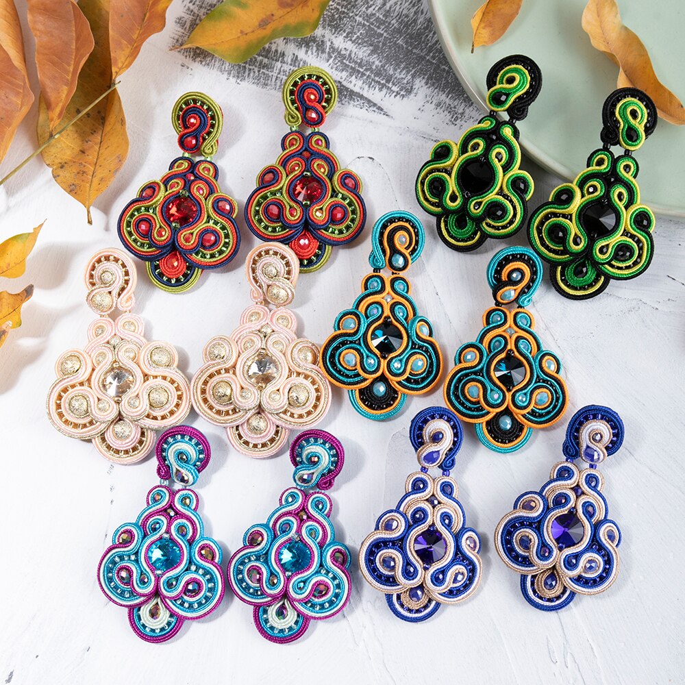 Kpacta Vintage Soutache Handgemaakte Sales Oorbellen Voor Vrouwen Dangle Charms Accessoires Bohemian Soutache Mode-sieraden 2022