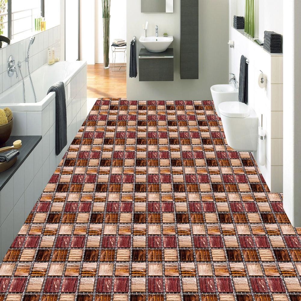 6 Stuks Pvc Stickers Lijm Waterdicht Zelf Meeldauw-Proof Oppervlak Bedekt Met Film Lijm Mozaïek Badkamer Keuken Tegel