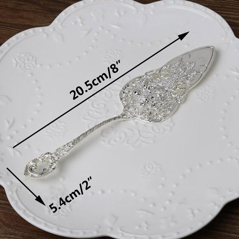 Couteaux à Dessert en argent, ensemble de pelles pour gâteau de mariage baroque, couteaux pour serveur, couteaux à spatule de transfert de gâteau, couverts de fête de 8.25": 1pcs Shove