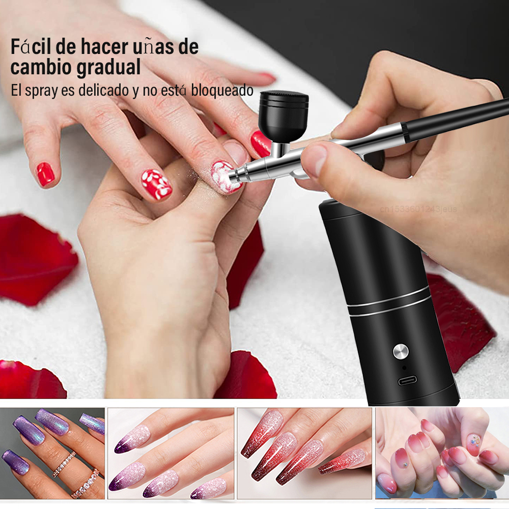 Aerógrafo portátil con compresor para uñas, aerógrafo para pintura de pasteles, manualidades, arte de uñas