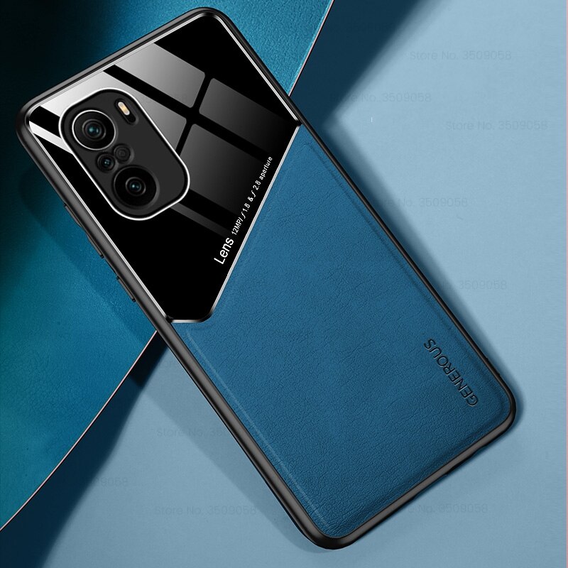 F3poco fallen leder texure Auto magnetischer Halfter abdeckungen für pocophone wenig poco f3 f 3 5g pocof3 silikon rahmen stoßfest coque: Blau