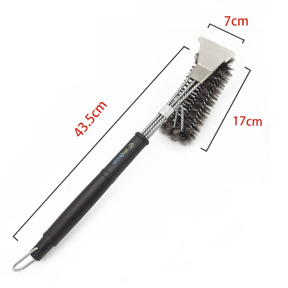 18 inch roestvrijstalen schraper bbq-grillreiniger drievoudige borstel met lange steel en antisliphandvat