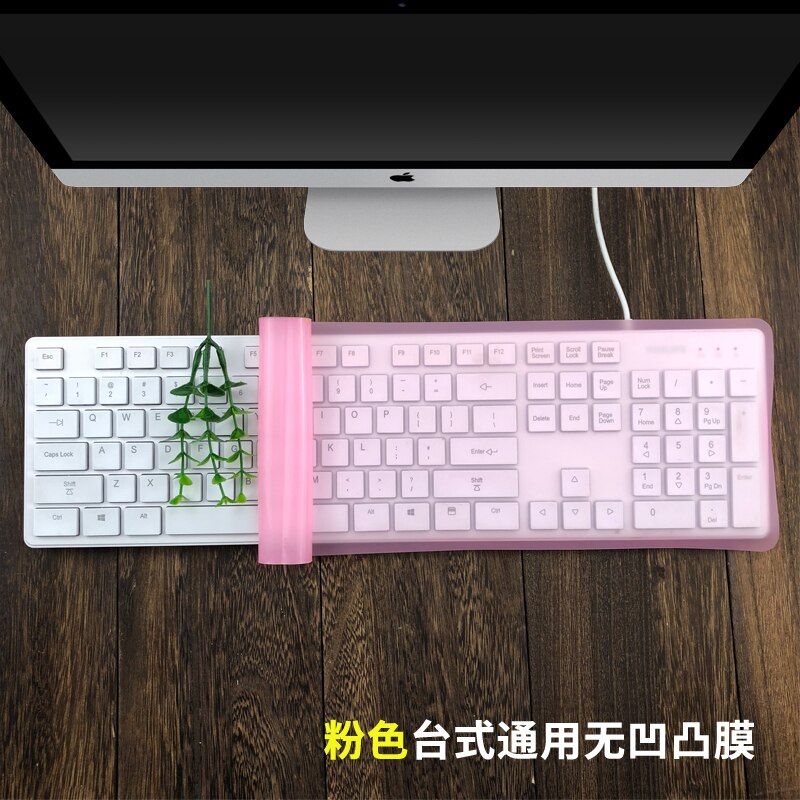 For Standard Fullsize 101 Keys Desktop PC Universal Silicone Desktop Computer Keyboard Cover Skin Protector Film 44*14cm: pink
