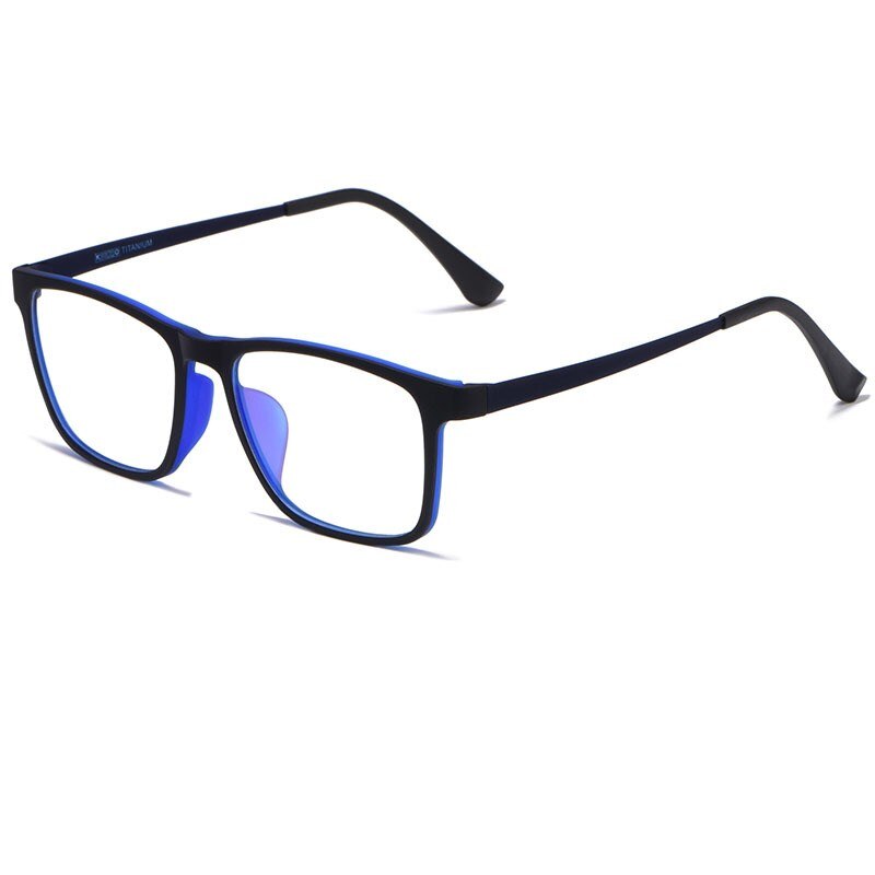 YIMARUILI, monturas de gafas ultraligeras a la para hombre, gafas cuadradas cómodas de titanio puro con prescripción óptica, gafas grandes HR3068: Azul