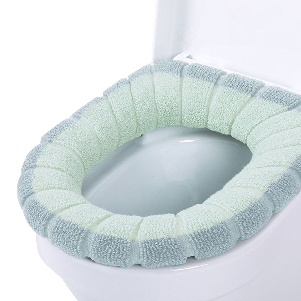 Universal toiletsædeovertræk vintertoiletsæde tilbehør pude fleece vaskbart toiletsæde padhome dekor toiletdæksel: Lysegrøn