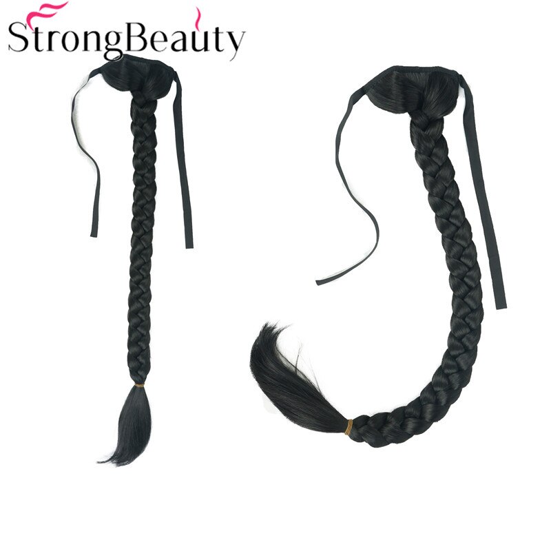 Strongbeauty lang fiskehale fletning hestehale forlængelse syntetisk bindebånd hårstykke 16 farver: 2