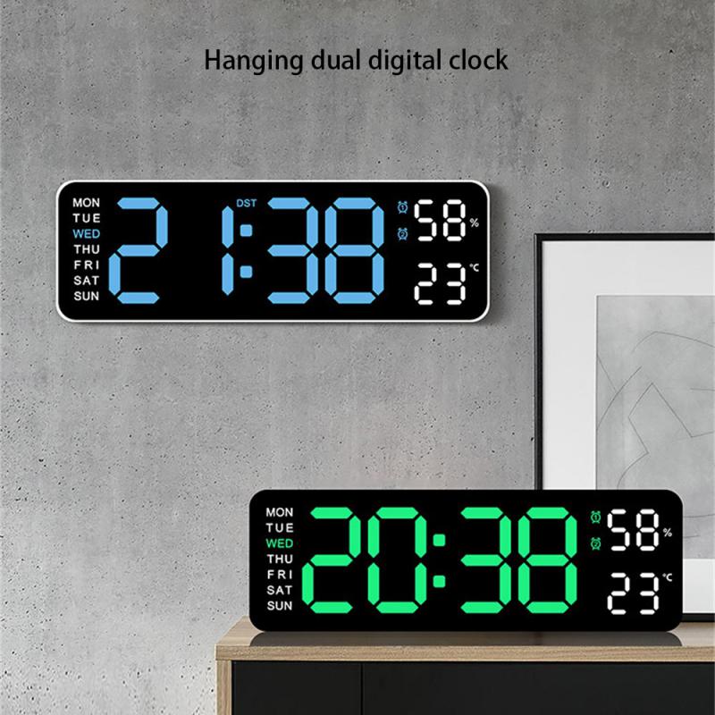 LED-Digital-Wanduhr, großes Anzeige, batteriebetriebener Wecker mit Temperatur, Datum, Woche, Schreibtisch und Wanduhr, Часы Espero