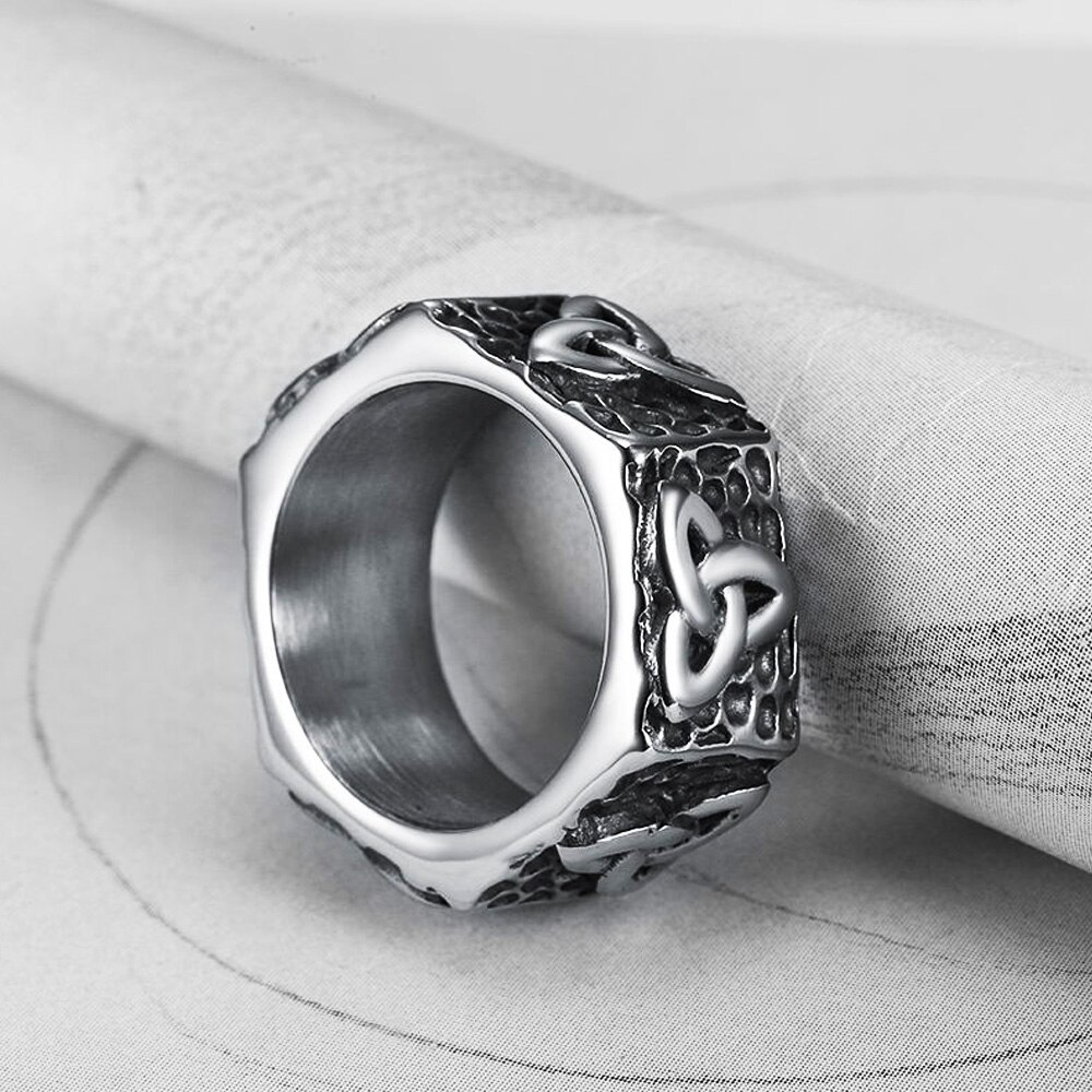 Jahrgang Wikinger Ring Männer Jungen Punk 316L Edelstahl nordisch Odin Dreieinigkeit Ring Radfahrer Amulett Wikinger Schmuck Größe 7-13