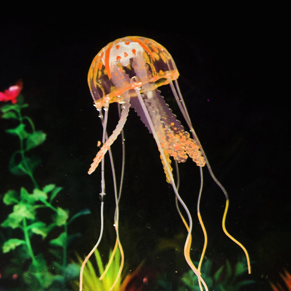 Subaquática artificial nadar efeito brilhante medusas aquário decoração do tanque de peixes planta viva ornamento luminoso paisagem aquática