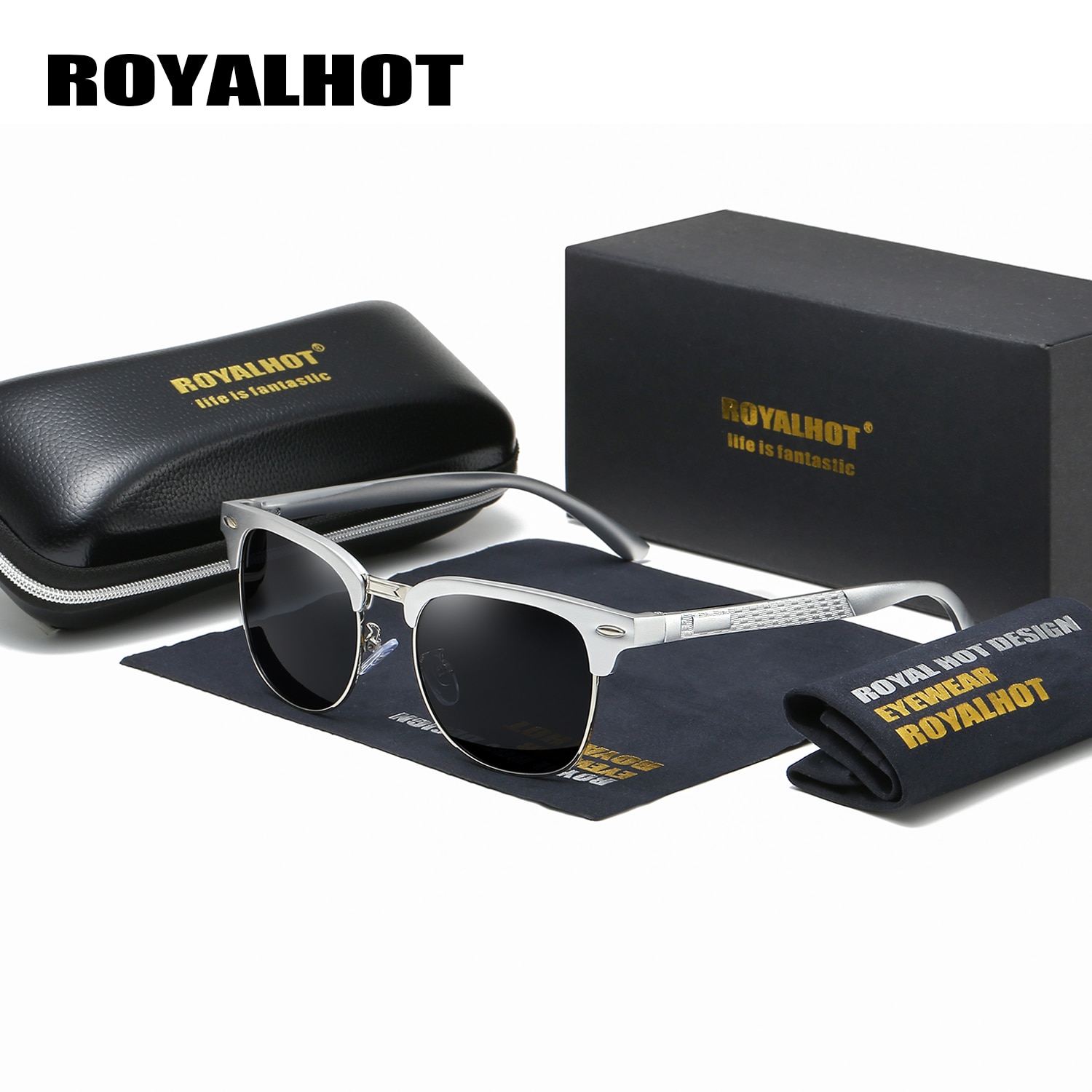 RoyalHot Männer Frauen Polarisierte Sonnenbrille Aluminium Magnesium Halb Rahmen Fahren Sonnenbrille Shades Oculos Männlichen 90089