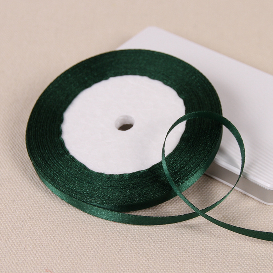 25Yards Dark Green Ambachten Satijnen Lint Kerst Cadeau Boog Diy Natuurlijke Lint Handwerk Naaien Kleding Party Bruiloft Decoratie