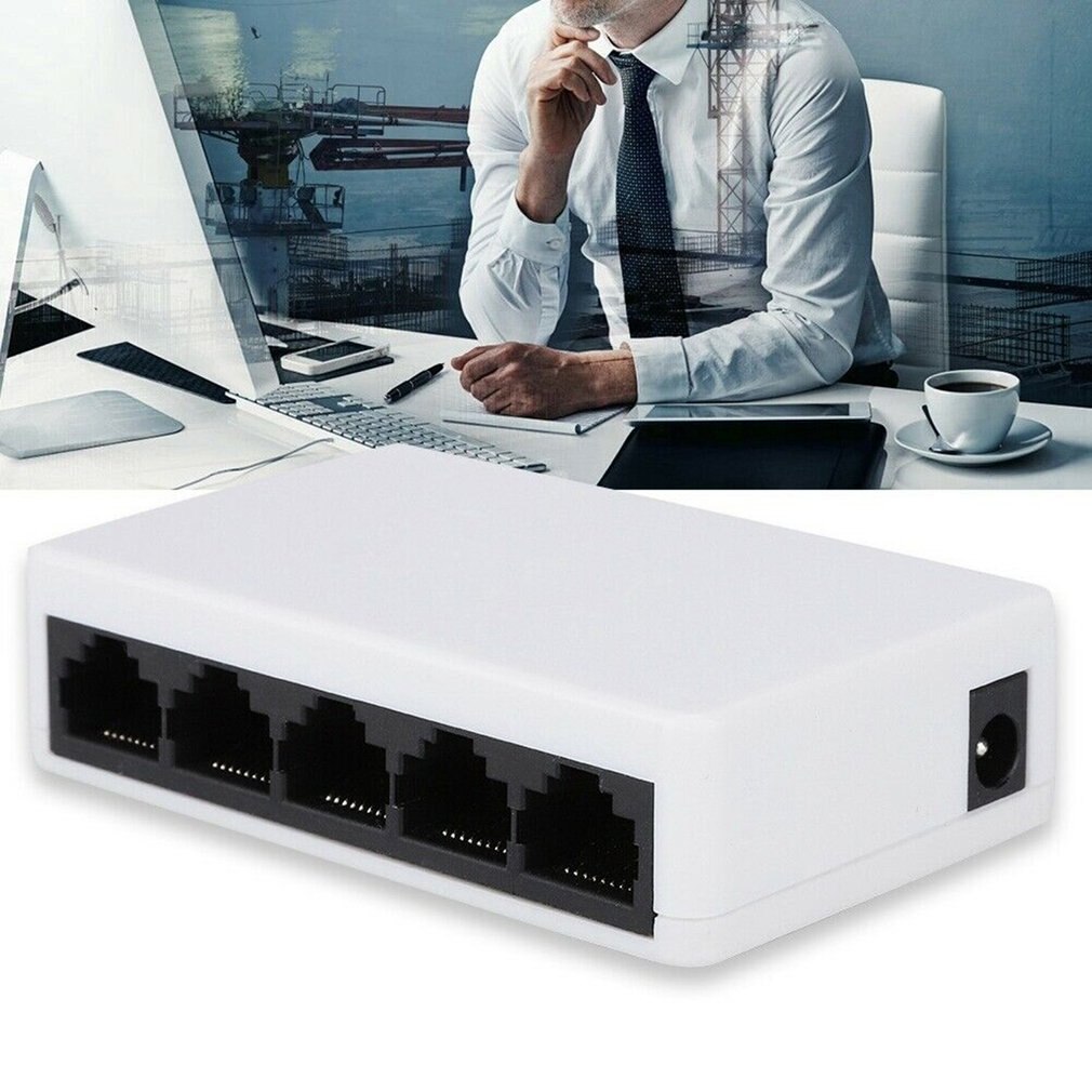 Rj45 mini 5-- portar snabb ethernet-nätverk svart switch hub för stationär pc full gigabit ethernet-switch
