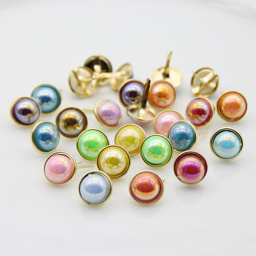 20pcs Big Colorful Pearl Brads Metal Gold Scrapbooking Embellishment Decor DIY Crafts Accessories Handmade Photo Album Fastener: Mixed Random