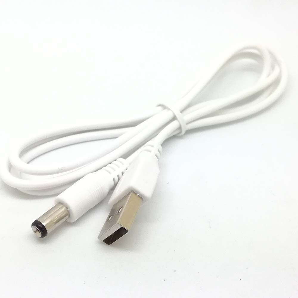 Valkoinen tietokone kannettava tietokone usb uros  to 5v dc 5.5mm x 2.1mm tynnyrin liitin virtajohto laturin kaapeli