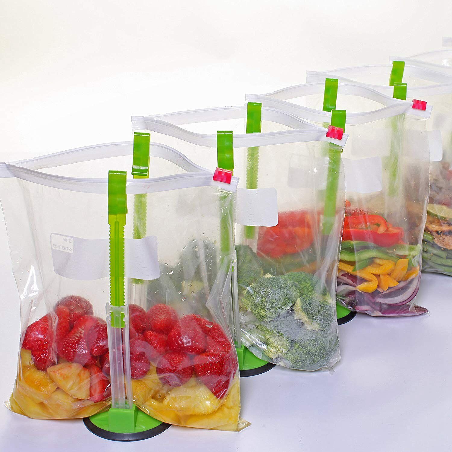 2 Piece Baggy Rack Hands-Free Clip Food Storage Freezer Baggy Holder,Bag Holder For Plastic Bags Stand