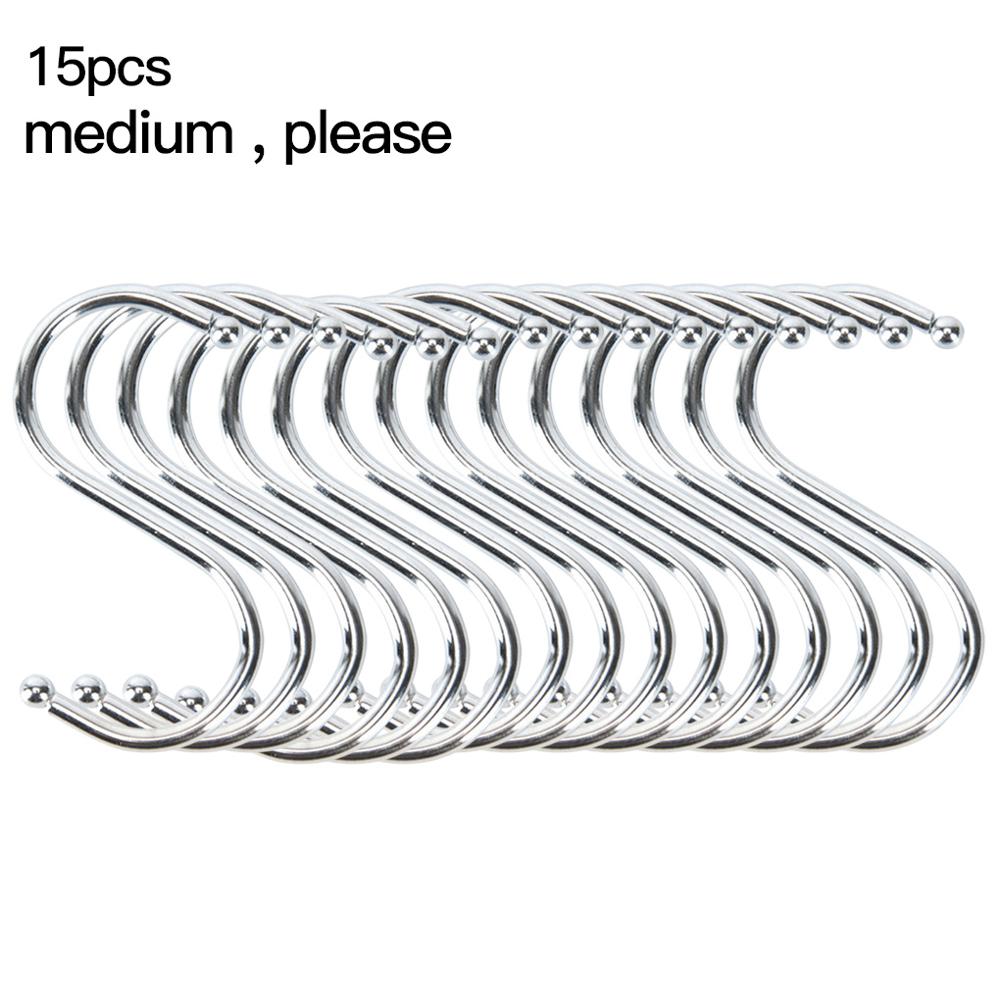 10/15pcs Stainless Steel S Hooks Pot Pan Storage Hanging Hanger Household Hooks for Kitchen Pan Wall Mounted Pot Rack Tool: 8cm