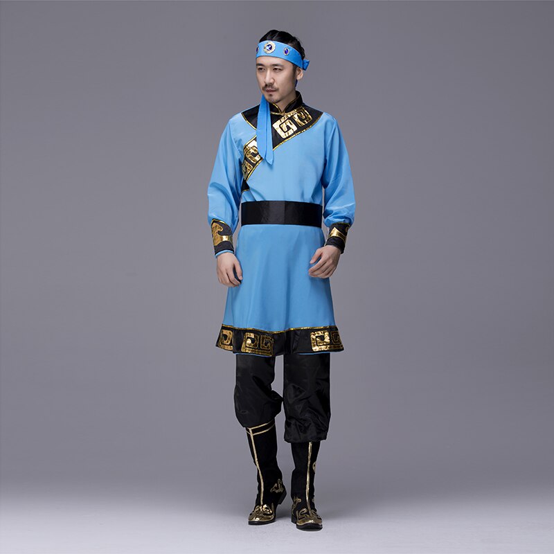 Traditional Mongolian Costumes for Men Grassland National Genghis Khan Riding Dance Stage Performance Asia Adult Waer: Color6 / S