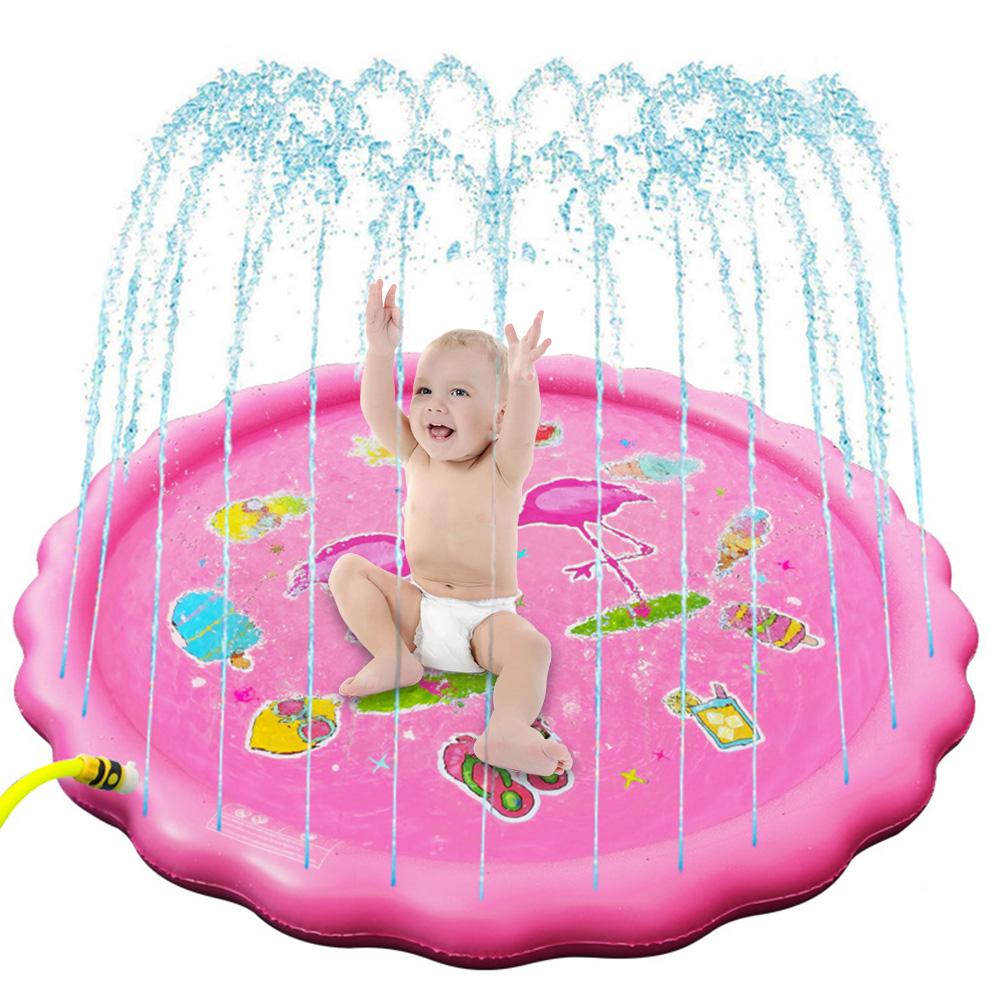 Tapis de jeu gonflable pour pelouse, 170cm tapis d'arrosage épais et écologiques, rose, pour l'extérieur, pour l'été