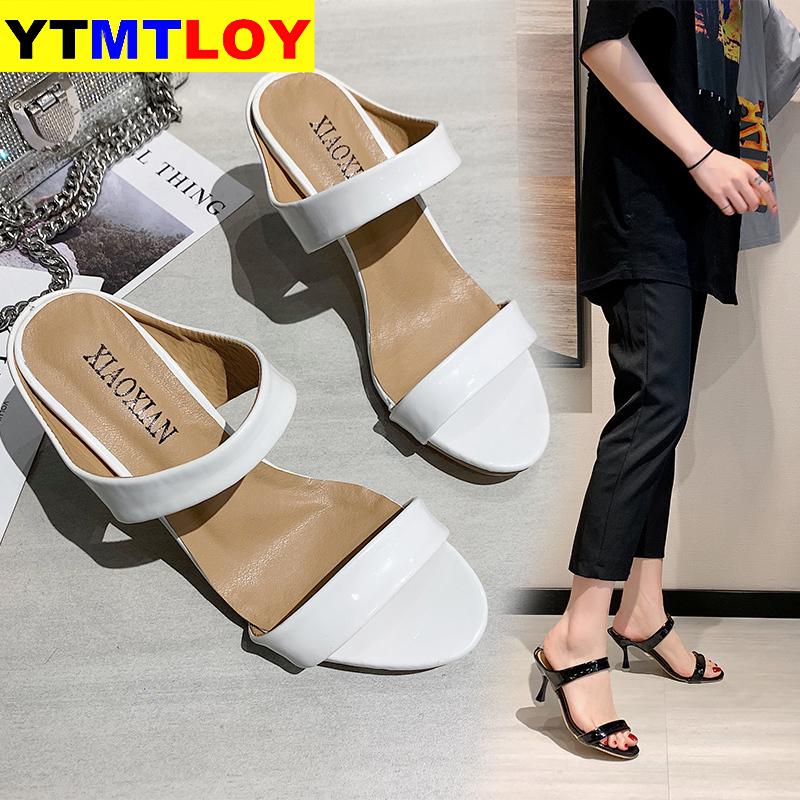 Sommer kvinder sandaler bryllup sko brude spids tå kvinde hjemmesko lave hæle kjole sko sandalias mujer peep toe