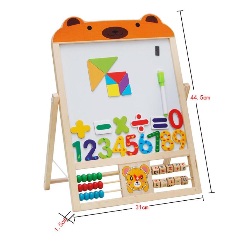 2 IN 1 KIDS Houten Schoolbord Ezel Stand Leren Boord Vinyl Trekken Krijtbord + Whiteboard Met Houten Standaard Onderwijs Set
