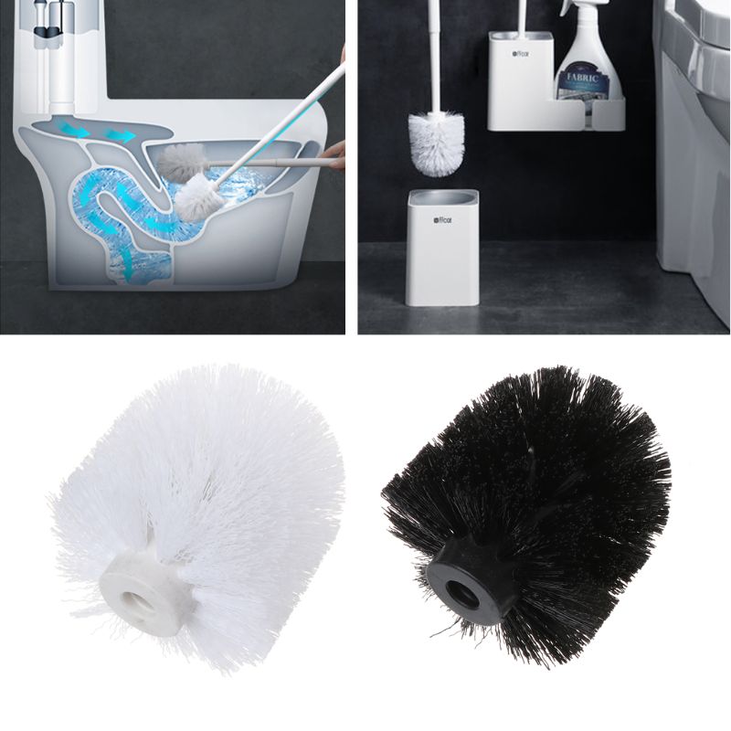 Cabeza de escobilla de baño de plástico Universal reemplazo blanco negro limpio herramientas de baño