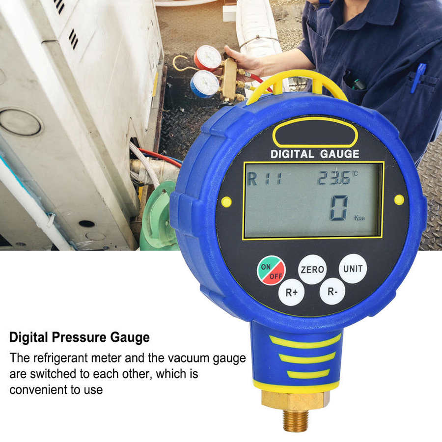R32 Digital Air Pressure Inflator Gauge 1/8in NPT Tester Inflation Monitoring 100Bar Air Conditioning Refrigerant tool