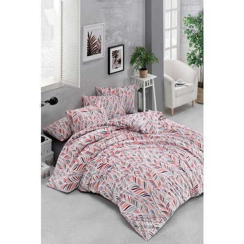 Nevresimev Sare Enkel Dubbel Dekbed Cover Set Zalm