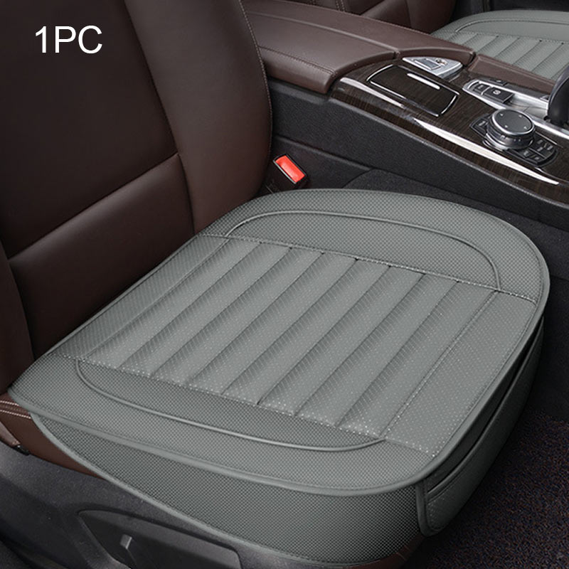 Funda de cuero Pu para asiento de coche, fundas de asientos para Interior de automóvil, cojín Universal, protección de asiento alfombrillas de cuero, accesorios para Auto: Gray front 1pc
