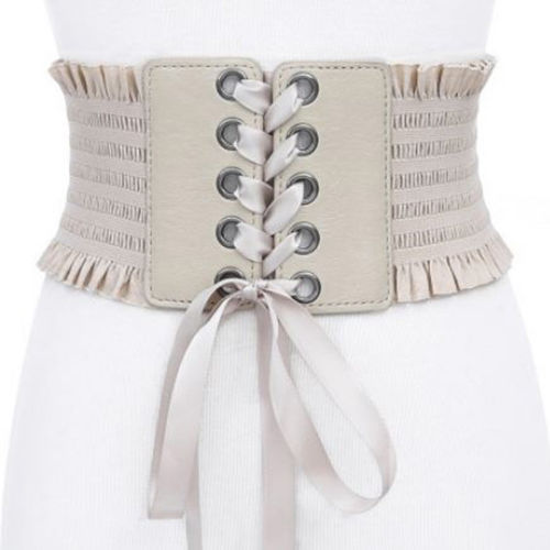 Hirigin kvinder stræk linning korset bred snørebånd elastisk bælte: Khaki