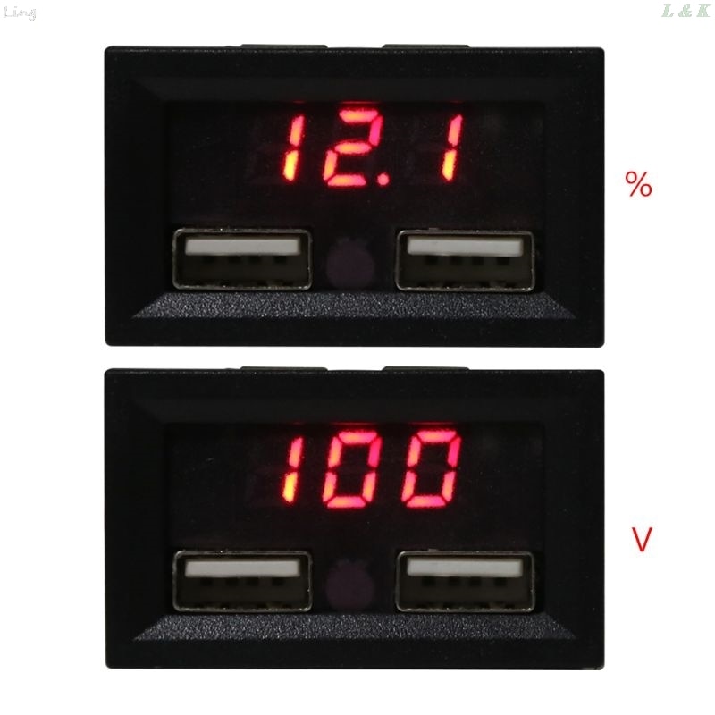 Affichage de puissance de voiture de tension d'indicateur de capacité de batterie au plomb 12V avec le double chargeur d'usb 5V 2A