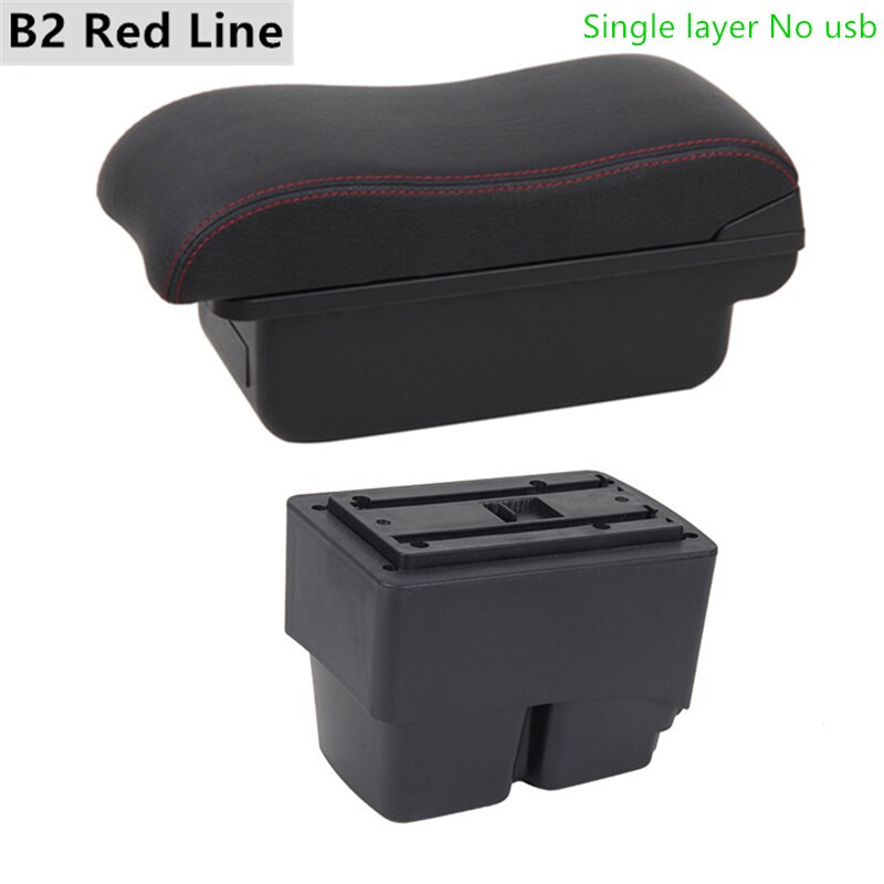 Armrest Box for Ford Fiesta Kaptur Leather Arm Rest Center Console Storage USB Car Accessory: B2 Red Line