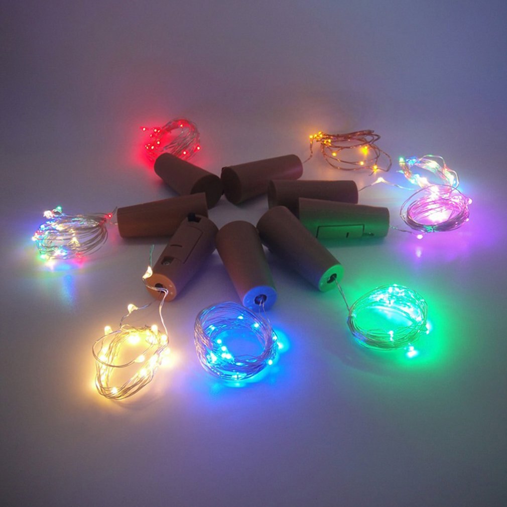 Tapón de botella de vino alimentada por energía Solar, 2 metros, 20 luces LED de cadena en forma de corcho, Lámpara decorativa de jardín para fiestas de Navidad