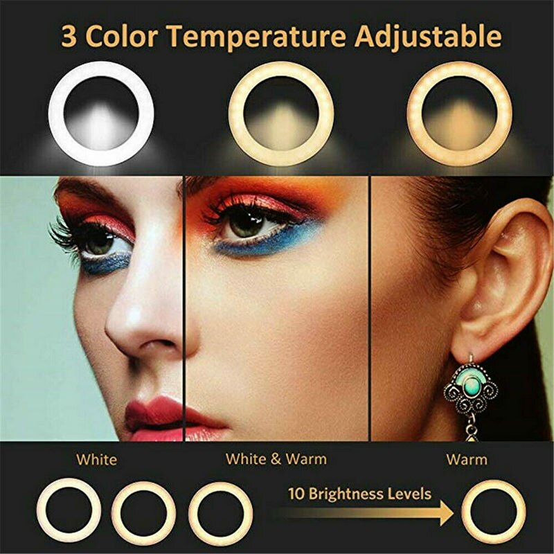 Anillo de luz LED de 6 pulgadas para estudio de vídeo, foto, Selfie, luz de relleno con trípode de escritorio y soporte para teléfono, f/retrato, producto de fotografía en vivo