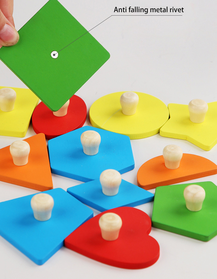 Wooden Montessori Geometric Puzzle Peg Board,Early Education Sensorial Toy for Toddlers Shape And Color Sorting Toys For Baby