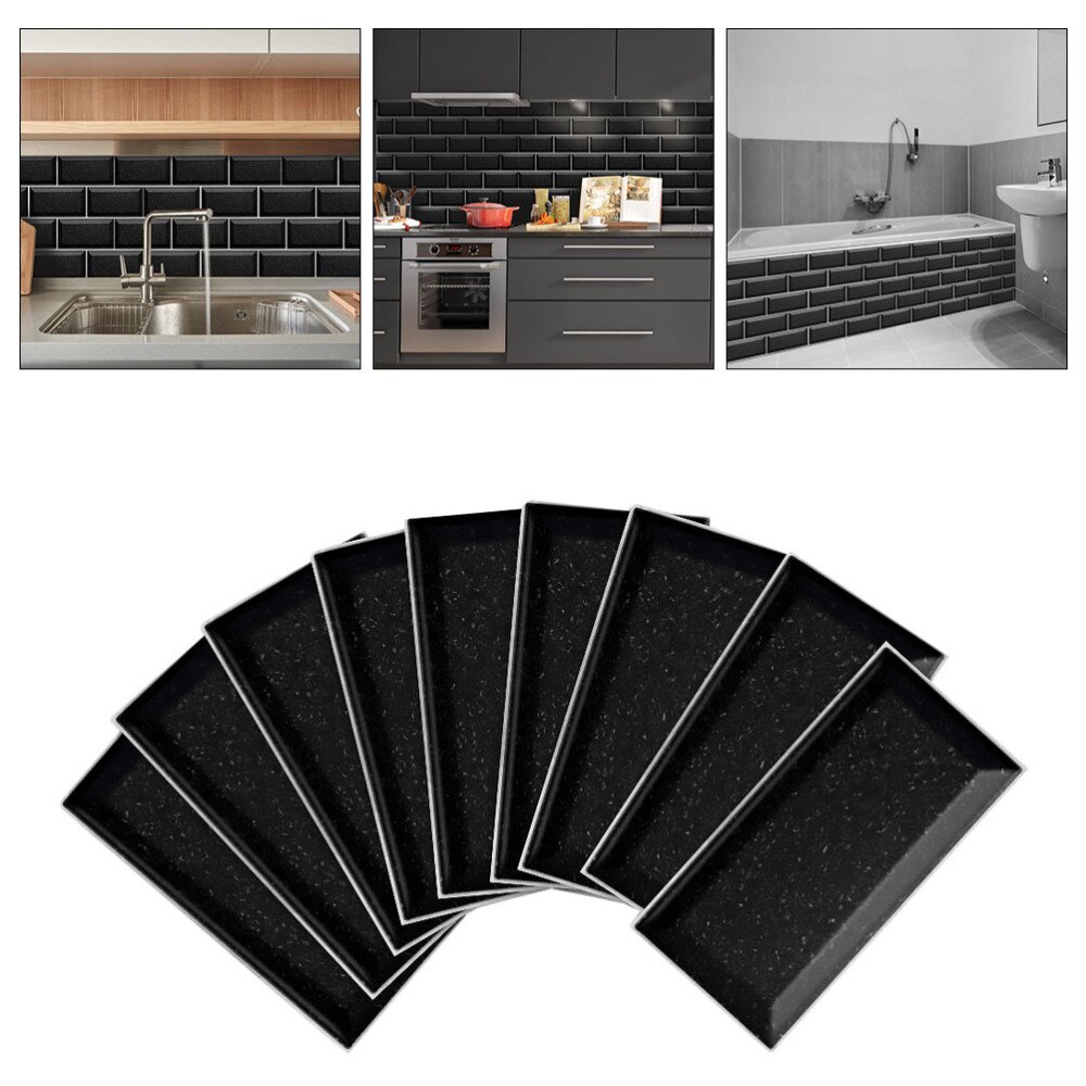 1 Set Rectangular Brick Wall Stickers Black Peel and Stick Wallpaper Room Decor