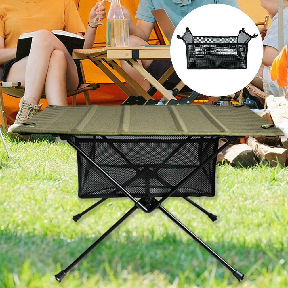 Portable Folding Table Storage Net Bag Mesh Outdoor Picnic Camping BBQ Kitchen Folding Table Shelf