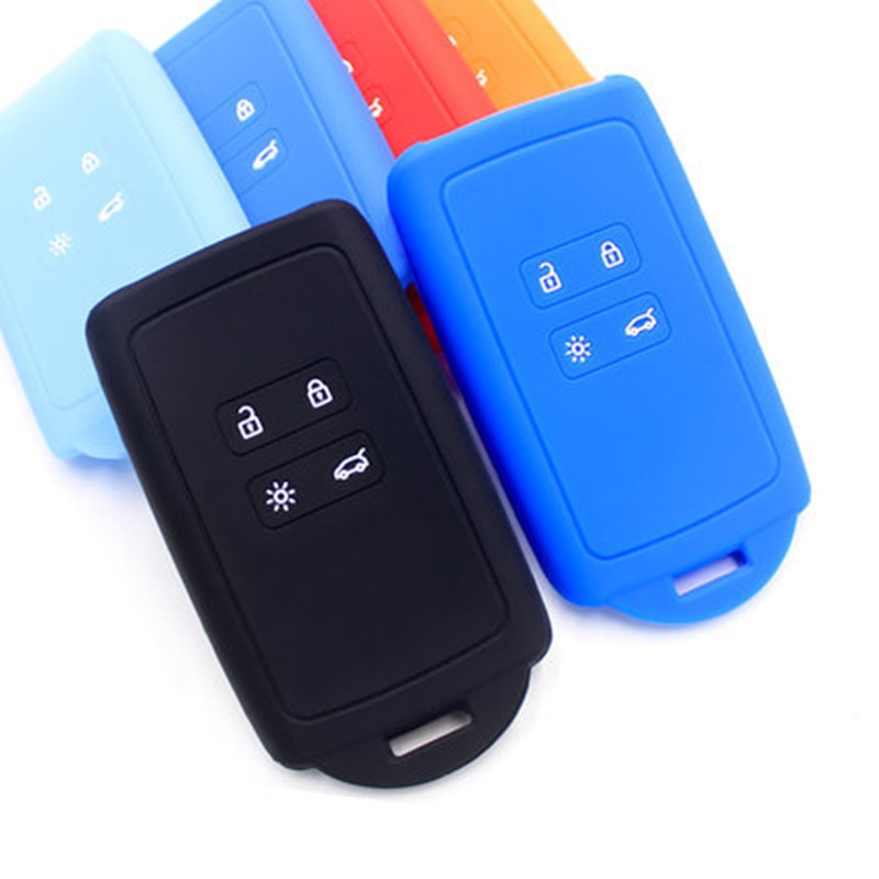 1pcs Silicone rubber car key case cover for Renault KOLEOS Kadjar Arkana for samsung QM5 4 button card smart key shell set